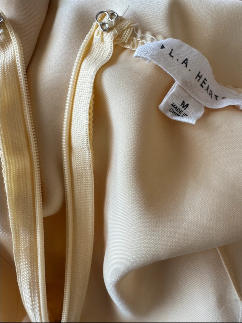 La Hearts Pale Yellow Satin Slip Dress with Spaghetti Straps - Picture 5 of 6